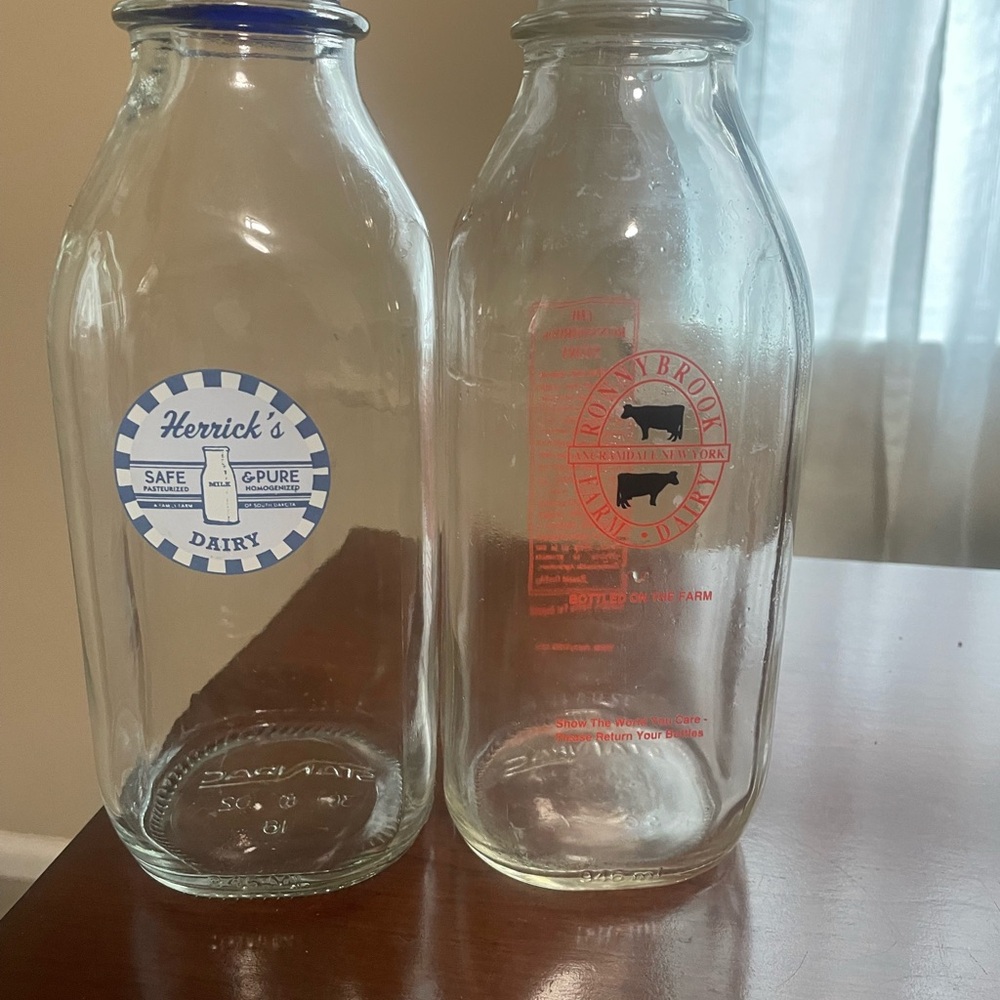2 Vintage Looking Milk Bottles